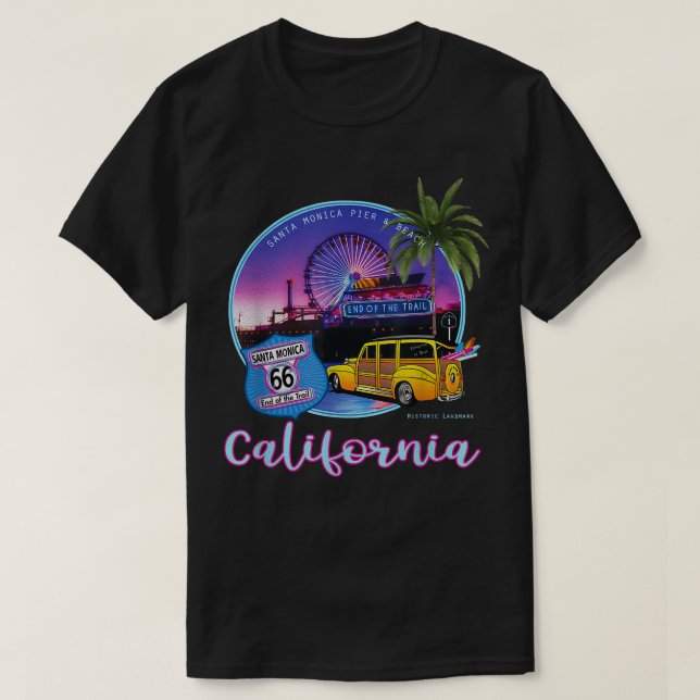 Santa Monica Pier California 66 End Of The Trail S T-Shirt (Design Front)