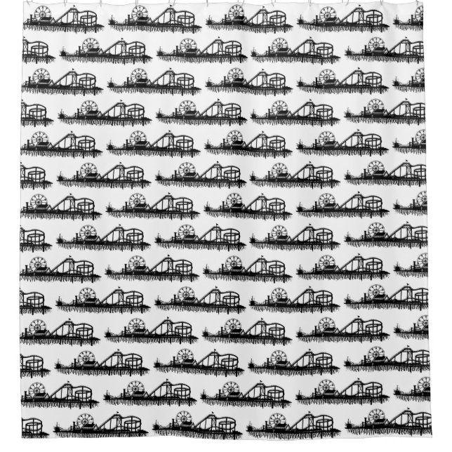Santa Monica Pier Los Angeles California Beach Shower Curtain (Front)