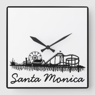 Santa Monica Pier Los Angeles California Beach Square Wall Clock