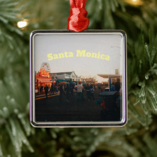 Santa Monica Pier, Los Angeles, California Metal Tree Decoration