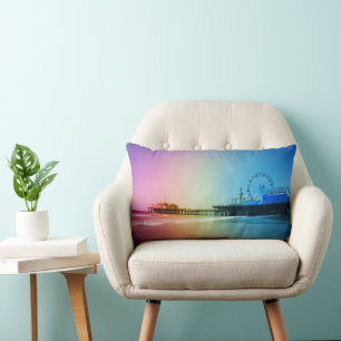 Santa Monica Pier Rainbow Colours Lumbar Cushion
