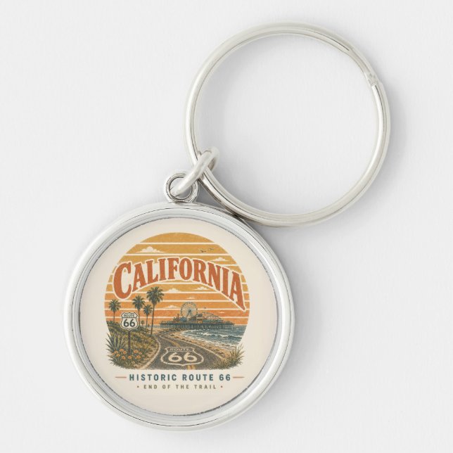 Santa Monica Route 66 Coastal Keepsake Key Ring (Front)