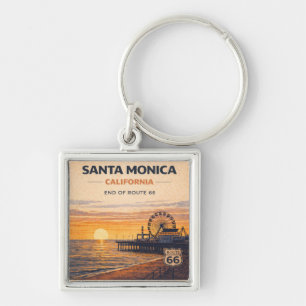 Santa Monica Route 66 Coastal Travel Keepsake Key Ring