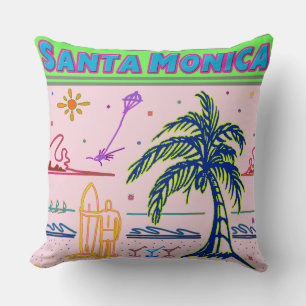 "Santa Monica" Surfer Beach Pillow