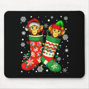 Santa Monkey Animal In Christmas Socks Men Women Mouse Pad
