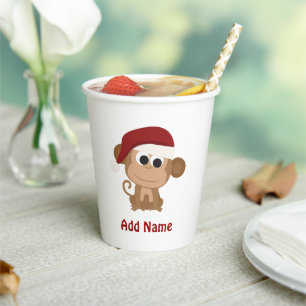 Santa Monkey Paper Cups