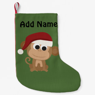 Santa Monkey Small Christmas Stocking