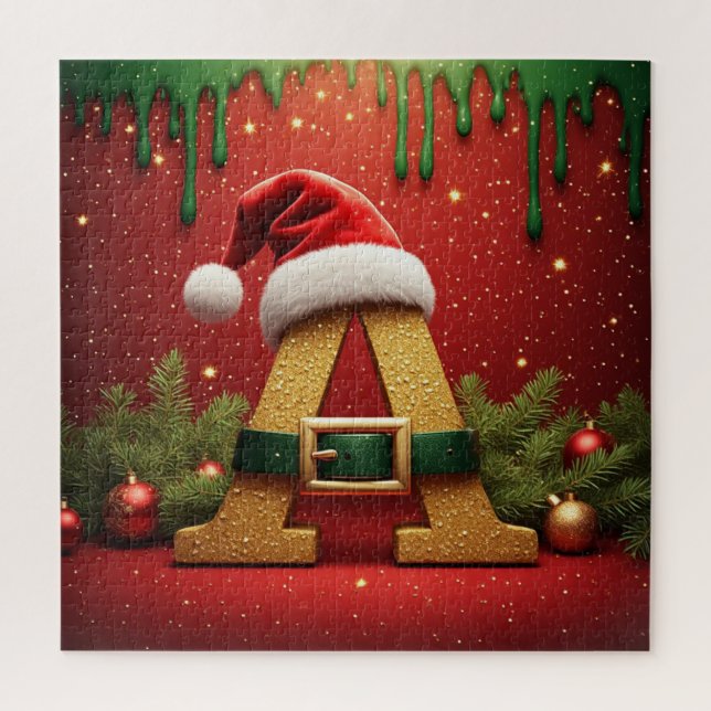 Santa Monogram A For Christmas Gifts Jigsaw Puzzle (Vertical)