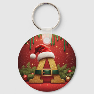 Santa Monogram A For Christmas Gifts Key Ring