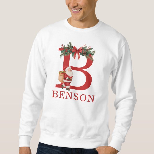 Santa Monogrammed and Name Family Matching Sweatshirt (Front)