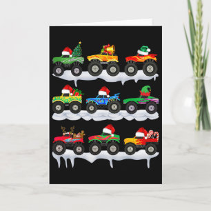 Santa Monster Truck Christmas Squad Group Boys Kid Card