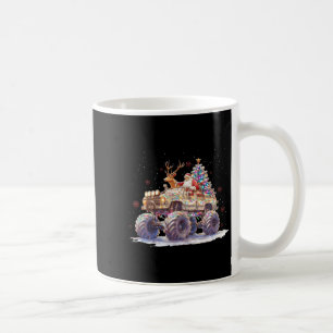 Santa Monster Truck Reindeer Xmas Pajamas Holiday  Coffee Mug