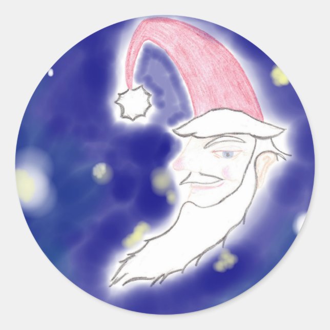 Santa Moon Christmas Art Sticker (Front)