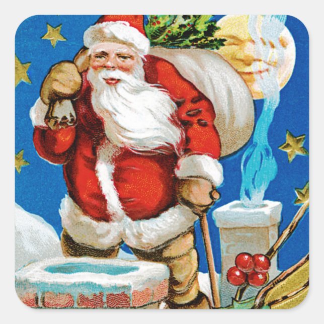 Santa Moon Square Sticker (Front)