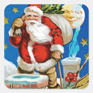 Santa Moon Square Sticker