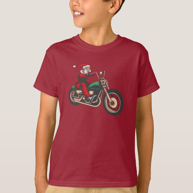 Santa Motorbike Christmas Rider Graphic T-Shirt (Front)