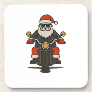 Santa Motorcycle Christmas Vintage Funny Biker Coaster