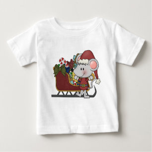 Santa Mouse With Sled Baby T-Shirt