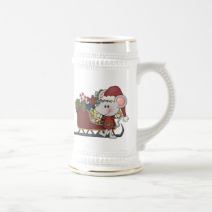 Santa Mouse With Sled Beer Stein