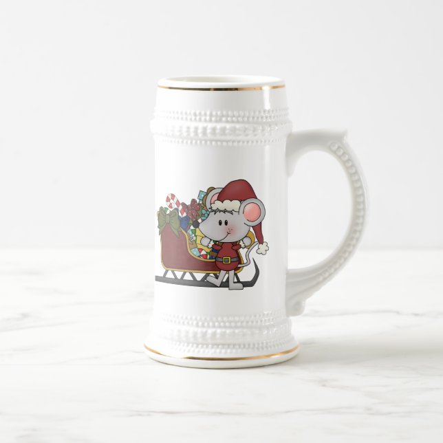 Santa Mouse With Sled Beer Stein (Right)