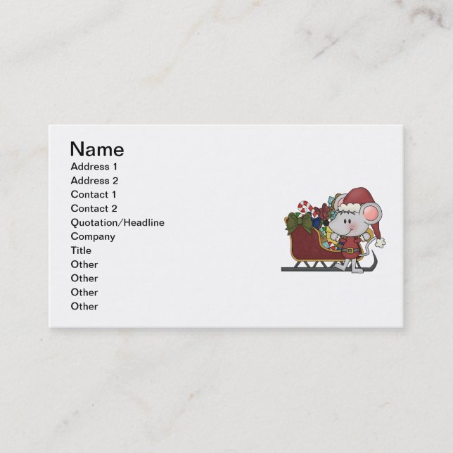 Santa Mouse With Sled Business Card (Front)