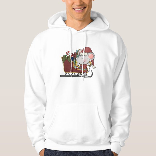 Santa Mouse With Sled Hoodie (Front)