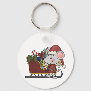 Santa Mouse With Sled Key Ring