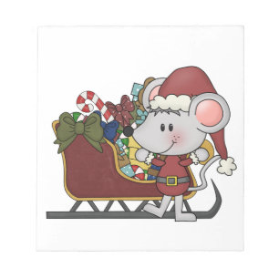 Santa Mouse With Sled Notepad