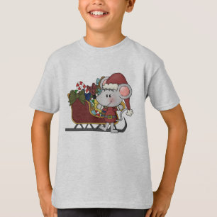 Santa Mouse With Sled T-Shirt