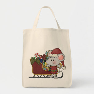 Santa Mouse With Sled Tote Bag