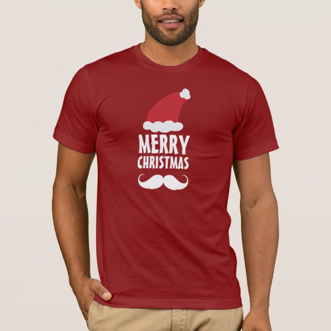 Santa Moustache Merry Christmas Shirt (Front)