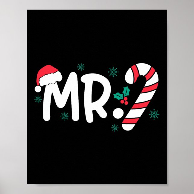 Santa Mr And Mrs Candy Cane Couples Matching Chris Poster (Front)