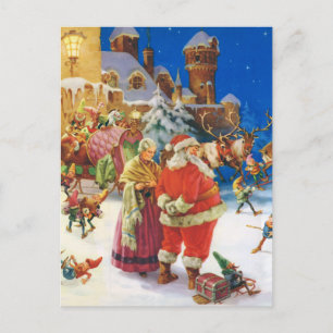 Santa & Mrs Claus at the North Pole, Christmas Eve Holiday Postcard