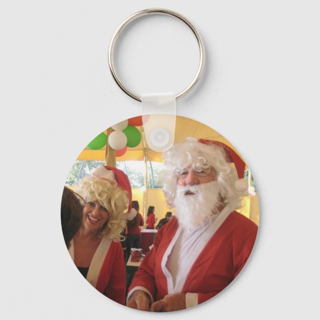 Santa & Mrs. Claus Christmas Celebration – Festive Key Ring (Front)