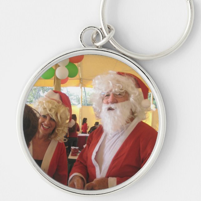 Santa & Mrs. Claus Christmas Celebration – Festive Key Ring (Front)