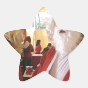 Santa & Mrs. Claus Christmas Celebration – Festive Star Sticker