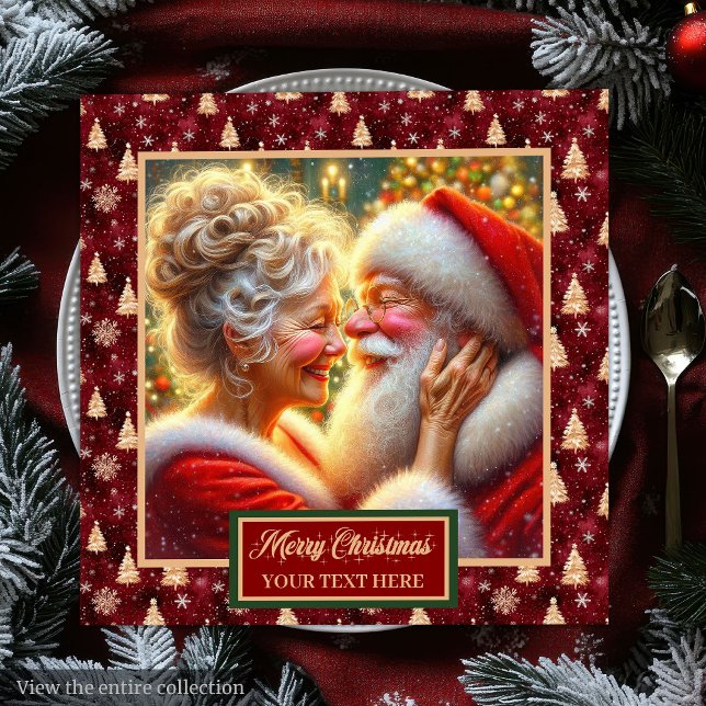 Santa & Mrs. Claus Christmas Napkins Red Gold (Santa & Mrs. Claus Christmas Napkins Red Gold)