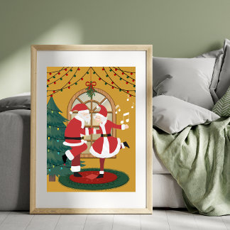 Santa & Mrs. Claus Dance Together Christmas Print