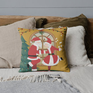 Santa & Mrs. Claus Dance Together Christmas Print Cushion