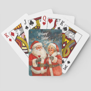 Santa Mrs Claus Happy New Year Playing Cards