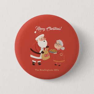 Santa Mrs Claus Merry Christmas 6 Cm Round Badge