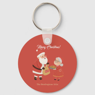 Santa Mrs Claus Merry Christmas Key Ring