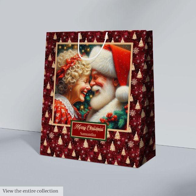 Santa & Mrs Claus Watercolor Christmas Gift Bag (Santa & Mrs Claus Watercolor Christmas Gift Bag)