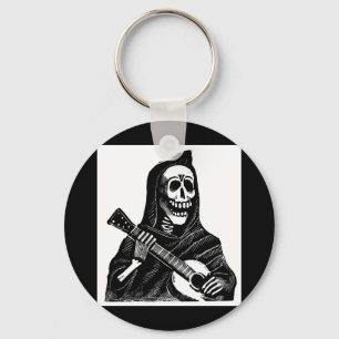Santa Muerte (Mexican Grim Reaper) Playing Guitar Key Ring