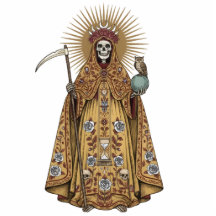 Santa Muerte Saint Holy Death Gold Cloak 2D Statue