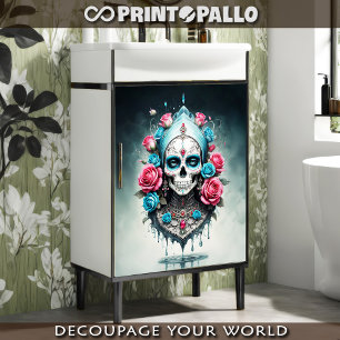 Santa Muerte skull in flowers - Lady Death Tissue Paper