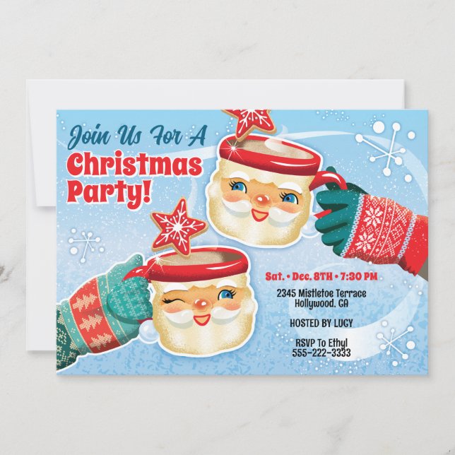 Santa Mugs Christmas Party Invitation (Front)