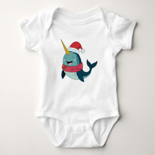 Santa Narwhal Christmas Holiday Baby Bodysuit