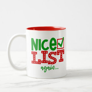 Santa Naughty But Nice List Again Christmas Two-Tone Coffee Mug