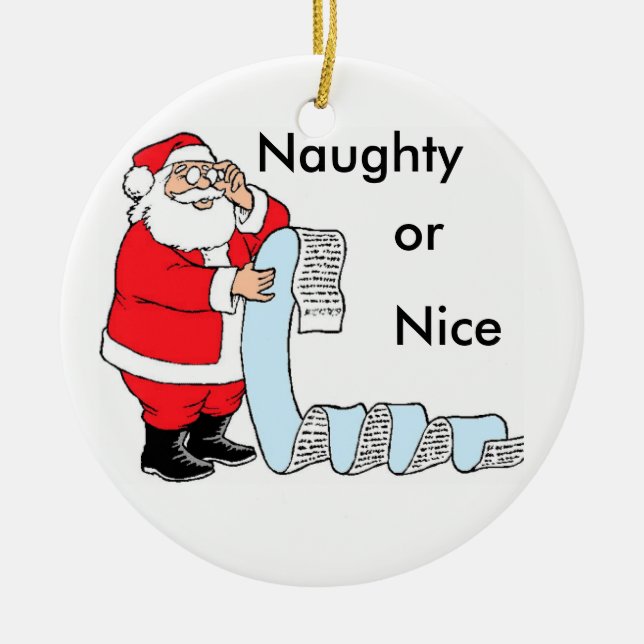 Santa Naughty or Nice Ornament (Front)